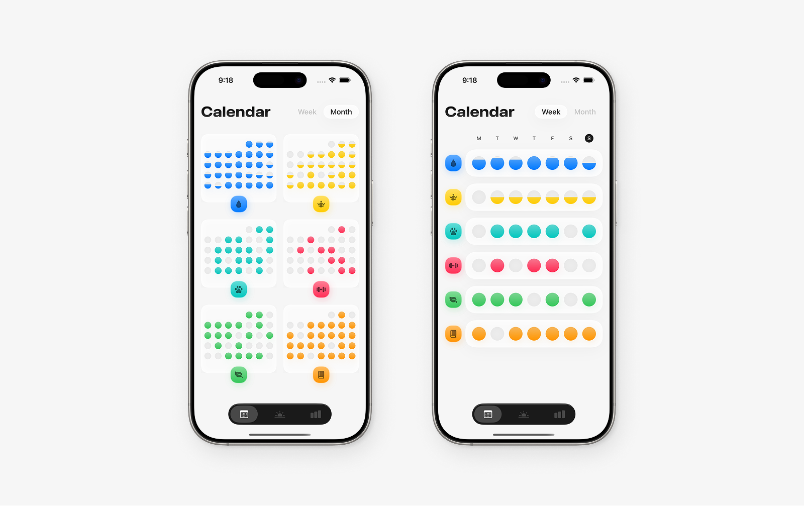 Monthly calendar, Weekly overview